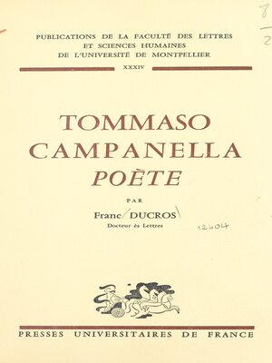 cover image of Tommaso Campanella poète